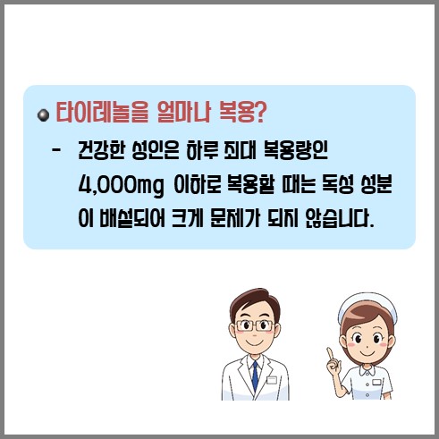 타이레놀 하루 최대 복용량은 4000mg 이하이다