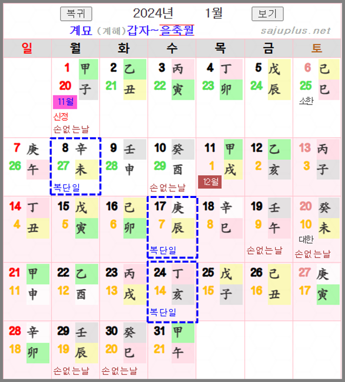 2024년 복단일 1월