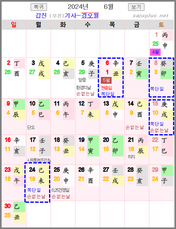2024년 복단일 6월