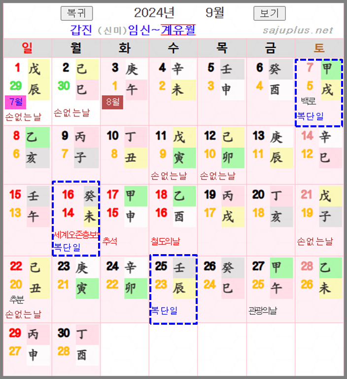 2024년 복단일 9월