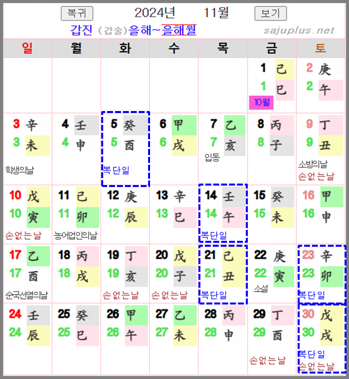 2024년 복단일 11월