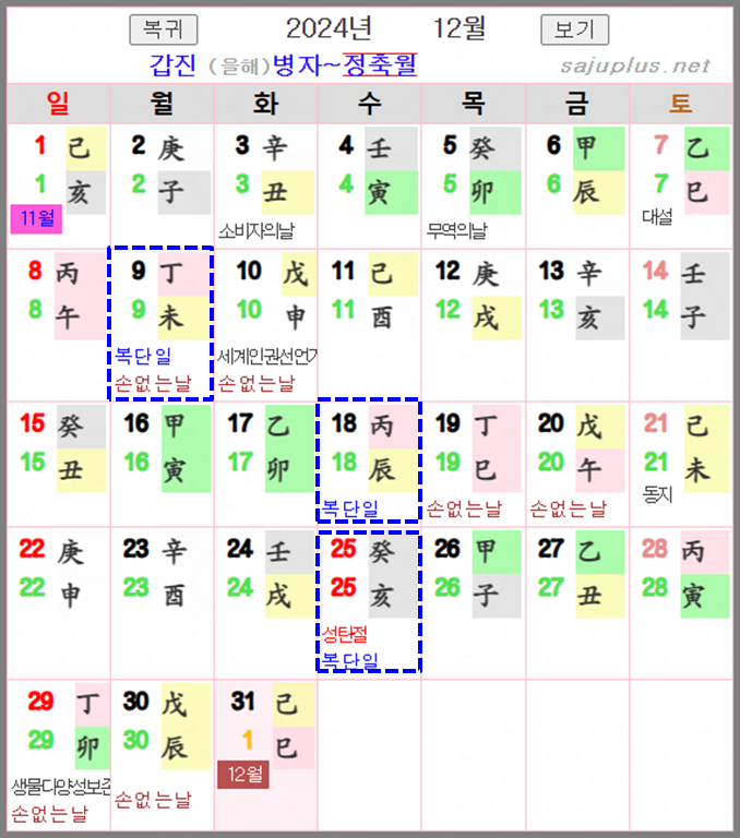 2024년 복단일 12월