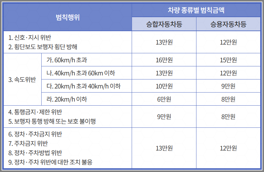 어린이보호구역 범칙행위