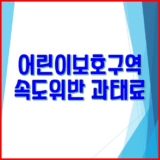 어린이보호구역 속도위반 과태료 적용시간  벌점 주말 기준 A to Z